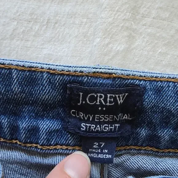 J, Crew Curvy Essential Straight Jeans Stretch Size 27 Cropped Classic Comfort - Picture 6 of 10